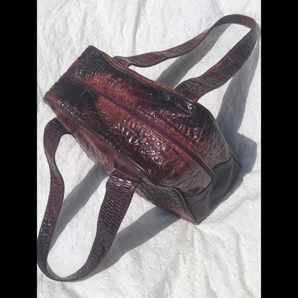Vintage Large embossed stamped leather Dyed  travel tote